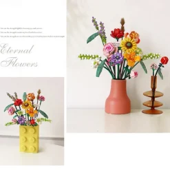 Women's Day Gifts 2023 Romantic Roses Flowers Sunflowers Daffodils Gardens House Building Blocks Classic Model Mini Bricks Sets Kids Kits Valentine's Day for Girls Mother's Day Gifts for MoM