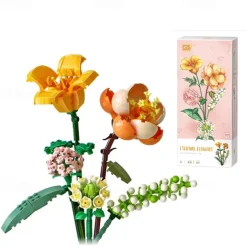 Women's Day Gifts 2023 Romantic Roses Flowers Sunflowers Daffodils Gardens House Building Blocks Classic Model Mini Bricks Sets Kids Kits Valentine's Day for Girls Mother's Day Gifts for MoM