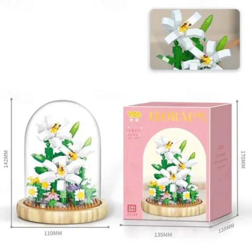 Women's Day Gifts Building blocks flower pots roses and assembly of immortal flowers DIY small particle building blocks creative desktop decoration toys Mother's Day Gifts for MoM