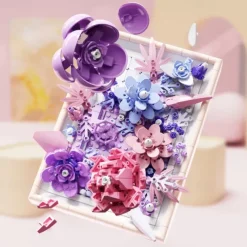 Women's Day Gifts Creative 3D Rose Bundle Eternal Flower Frames Building Blocks DIY Desktop Decoration Puzzle Toys For Childre Girls Holiday Gifts Mother's Day Gifts for MoM