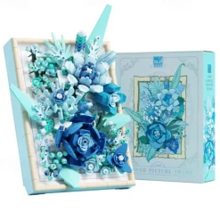 Women's Day Gifts Creative 3D Rose Bundle Eternal Flower Frames Building Blocks DIY Desktop Decoration Puzzle Toys For Childre Girls Holiday Gifts Mother's Day Gifts for MoM