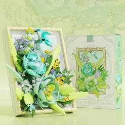 Women's Day Gifts Creative 3D Rose Bundle Eternal Flower Frames Building Blocks DIY Desktop Decoration Puzzle Toys For Childre Girls Holiday Gifts Mother's Day Gifts for MoM