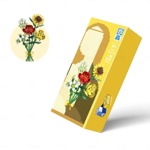 Women's Day Gifts Flower Rose Bouquet Building Kit with Cover Display Box Diy Flower Botanical Collection Building Blocks Bricks Desk Home Mother's Day Gifts for MoM