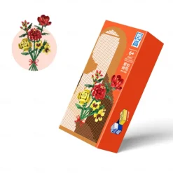 Women's Day Gifts Flower Rose Bouquet Building Kit with Cover Display Box Diy Flower Botanical Collection Building Blocks Bricks Desk Home Mother's Day Gifts for MoM