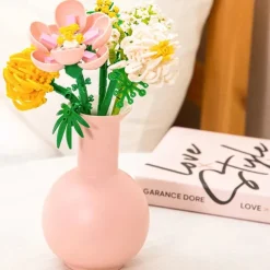 Women's Day Gifts Flower Rose Bouquet Building Kit with Cover Display Box Diy Flower Botanical Collection Building Blocks Bricks Desk Home Mother's Day Gifts for MoM