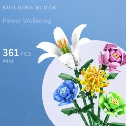 Women's Day Gifts Flower Rose Bouquet Building Kit with Cover Display Box Diy Flower Botanical Collection Building Blocks Bricks Desk Home Mother's Day Gifts for MoM
