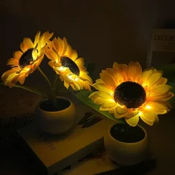 Women's Day Gifts LED Sunflower Night Light Indoor Simulation Bouquet Atmosphere Light Touch Charging Bedhead Warm Night Light Batch Mother's Day Gifts for MoM
