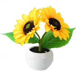 Women's Day Gifts LED Sunflower Night Light Indoor Simulation Bouquet Atmosphere Light Touch Charging Bedhead Warm Night Light Batch Mother's Day Gifts for MoM