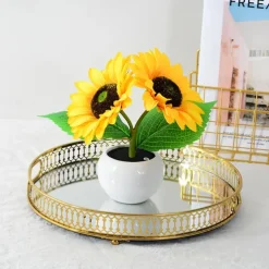 Women's Day Gifts LED Sunflower Night Light Indoor Simulation Bouquet Atmosphere Light Touch Charging Bedhead Warm Night Light Batch Mother's Day Gifts for MoM