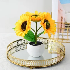 Women's Day Gifts LED Sunflower Night Light Indoor Simulation Bouquet Atmosphere Light Touch Charging Bedhead Warm Night Light Batch Mother's Day Gifts for MoM