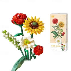 Women's Day Gifts Miniature Building Blocks Bouquet Set Artificial Flowers Diy Unique Home Decoration Plant Series Home Decor Valentine's Day Mother's Day Gift B Mother's Day Gifts for MoM