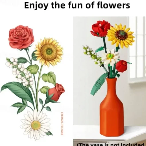 Women's Day Gifts Miniature Building Blocks Bouquet Set Artificial Flowers Diy Unique Home Decoration Plant Series Home Decor Valentine's Day Mother's Day Gift B Mother's Day Gifts for MoM