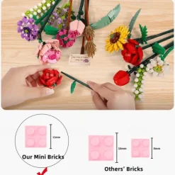 Women's Day Gifts Miniature Building Blocks Bouquet Set Artificial Flowers Diy Unique Home Decoration Plant Series Home Decor Valentine's Day Mother's Day Gift B Mother's Day Gifts for MoM
