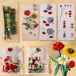 Women's Day Gifts Miniature Building Blocks Bouquet Set Artificial Flowers Diy Unique Home Decoration Plant Series Home Decor Valentine's Day Mother's Day Gift B Mother's Day Gifts for MoM