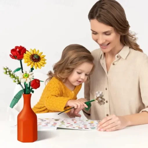 Women's Day Gifts Miniature Building Blocks Bouquet Set Artificial Flowers Diy Unique Home Decoration Plant Series Home Decor Valentine's Day Mother's Day Gift B Mother's Day Gifts for MoM