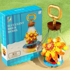 Women's Day Gifts Succulents in Bulbs Building Block Set with 2 LED String Lights DIY 3 Adjustable Flash Speeds Women's Day Mother's Day Gifts for Girls Mother's Day Gifts for MoM