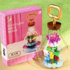 Women's Day Gifts Succulents in Bulbs Building Block Set with 2 LED String Lights DIY 3 Adjustable Flash Speeds Women's Day Mother's Day Gifts for Girls Mother's Day Gifts for MoM