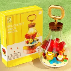 Women's Day Gifts Succulents in Bulbs Building Block Set with 2 LED String Lights DIY 3 Adjustable Flash Speeds Women's Day Mother's Day Gifts for Girls Mother's Day Gifts for MoM