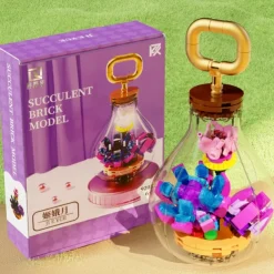 Women's Day Gifts Succulents in Bulbs Building Block Set with 2 LED String Lights DIY 3 Adjustable Flash Speeds Women's Day Mother's Day Gifts for Girls Mother's Day Gifts for MoM