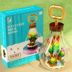 Women's Day Gifts Succulents in Bulbs Building Block Set with 2 LED String Lights DIY 3 Adjustable Flash Speeds Women's Day Mother's Day Gifts for Girls Mother's Day Gifts for MoM