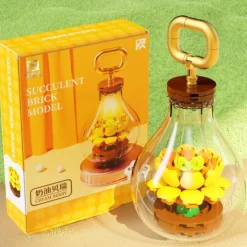 Women's Day Gifts Succulents in Bulbs Building Block Set with 2 LED String Lights DIY 3 Adjustable Flash Speeds Women's Day Mother's Day Gifts for Girls Mother's Day Gifts for MoM