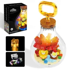 Women's Day Gifts Succulents in Bulbs Building Block Set with 2 LED String Lights DIY 3 Adjustable Flash Speeds Women's Day Mother's Day Gifts for Girls Mother's Day Gifts for MoM