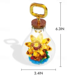 Women's Day Gifts Succulents in Bulbs Building Block Set with 2 LED String Lights DIY 3 Adjustable Flash Speeds Women's Day Mother's Day Gifts for Girls Mother's Day Gifts for MoM