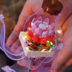 Women's Day Gifts Succulents in Bulbs Building Block Set with 2 LED String Lights DIY 3 Adjustable Flash Speeds Women's Day Mother's Day Gifts for Girls Mother's Day Gifts for MoM