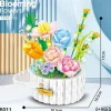 Women's Day Gifts Sunflower Hibiscus Eternal Flower Building Block Small Particle Puzzle Assembly Toy Potted Plant Decoration Couple Valentine's Day Gift Mother's Day Gifts for MoM