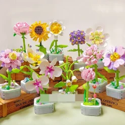 Women's Day Gifts Sunflower Hibiscus Eternal Flower Building Block Small Particle Puzzle Assembly Toy Potted Plant Decoration Couple Valentine's Day Gift Mother's Day Gifts for MoM
