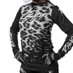 Women's Downhill Jersey Long Sleeve Pink Brown Grey Leopard Bike Breathable Quick Dry Sports Leopard Clothing Apparel