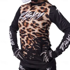 Women's Downhill Jersey Long Sleeve Pink Brown Grey Leopard Bike Breathable Quick Dry Sports Leopard Clothing Apparel