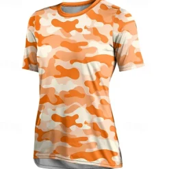 Women's Downhill Jersey Short Sleeve Violet Pink Red Graphic Camo / Camouflage Bike Breathable Quick Dry Sports Graphic Camo / Camouflage Clothing Apparel