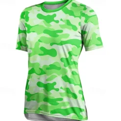 Women's Downhill Jersey Short Sleeve Violet Pink Red Graphic Camo / Camouflage Bike Breathable Quick Dry Sports Graphic Camo / Camouflage Clothing Apparel