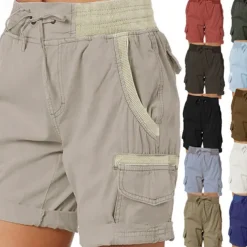 Women's Drawstring Elastic Waist Ripstop Breathable Quick Dry Light Blue Dark Khaki grey blue turmeric Summer Spring