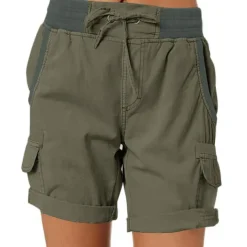 Women's Drawstring Elastic Waist Ripstop Breathable Quick Dry Light Blue Dark Khaki grey blue turmeric Summer Spring