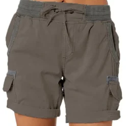 Women's Drawstring Elastic Waist Ripstop Breathable Quick Dry Light Blue Dark Khaki grey blue turmeric Summer Spring