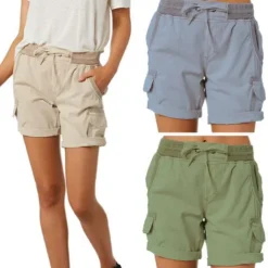 Women's Drawstring Elastic Waist Ripstop Breathable Quick Dry Light Blue Dark Khaki grey blue turmeric Summer Spring