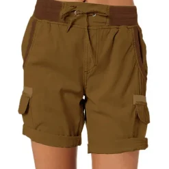 Women's Drawstring Elastic Waist Ripstop Breathable Quick Dry Light Blue Dark Khaki grey blue turmeric Summer Spring