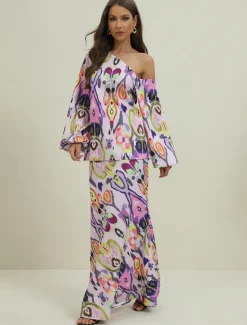 Women's Dress Set Casual Dress Sheath Dress Print Dress Fashion Streetwear Graphic Abstract Print Maxi Dress Long Sleeve One Shoulder Outdoor Vacation Red Royal Blue Sky Blue Summer Spring Loose Fit