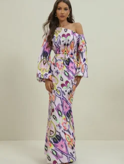 Women's Dress Set Casual Dress Sheath Dress Print Dress Fashion Streetwear Graphic Abstract Print Maxi Dress Long Sleeve One Shoulder Outdoor Vacation Red Royal Blue Sky Blue Summer Spring Loose Fit