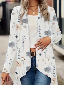 Women's Dressy Dusters Dressy Jackets Casual Jacket Outdoor Street Daily Wear Summer Spring Regular Coat Regular Fit Thermal Warm Breathable Stylish Casual Jacket Long Sleeve Floral Print Black Green