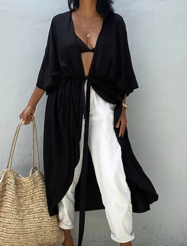 Women's Dressy Dusters Dressy Jackets Vacation Outdoor clothing Holiday Summer Spring Fall Coat Regular Fit Comfy Outdoor Swimming Sports Vacation Holiday Modern Jacket Pure Color Lace up Pleated