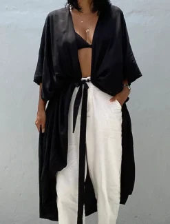 Women's Dressy Dusters Dressy Jackets Vacation Outdoor clothing Holiday Summer Spring Fall Coat Regular Fit Comfy Outdoor Swimming Sports Vacation Holiday Modern Jacket Pure Color Lace up Pleated