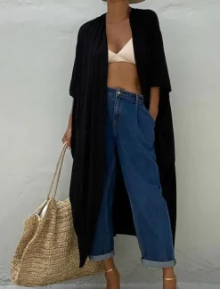 Women's Dressy Dusters Dressy Jackets Vacation Outdoor clothing Holiday Summer Spring Fall Coat Regular Fit Comfy Outdoor Swimming Sports Vacation Holiday Modern Jacket Pure Color Lace up Pleated