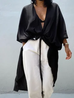 Women's Dressy Dusters Dressy Jackets Vacation Outdoor clothing Holiday Summer Spring Fall Coat Regular Fit Comfy Outdoor Swimming Sports Vacation Holiday Modern Jacket Pure Color Lace up Pleated