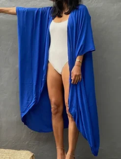 Women's Dressy Dusters Dressy Jackets Vacation Outdoor clothing Holiday Summer Spring Fall Coat Regular Fit Comfy Outdoor Swimming Sports Vacation Holiday Modern Jacket Pure Color Lace up Pleated