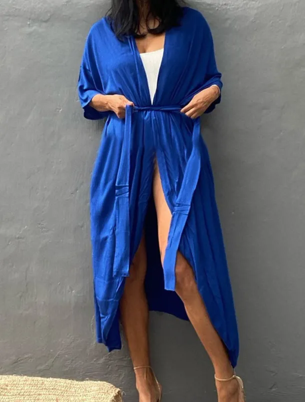 Women's Dressy Dusters Dressy Jackets Vacation Outdoor clothing Holiday Summer Spring Fall Coat Regular Fit Comfy Outdoor Swimming Sports Vacation Holiday Modern Jacket Pure Color Lace up Pleated