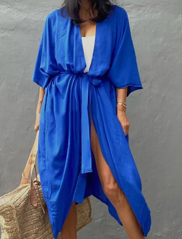 Women's Dressy Dusters Dressy Jackets Vacation Outdoor clothing Holiday Summer Spring Fall Coat Regular Fit Comfy Outdoor Swimming Sports Vacation Holiday Modern Jacket Pure Color Lace up Pleated