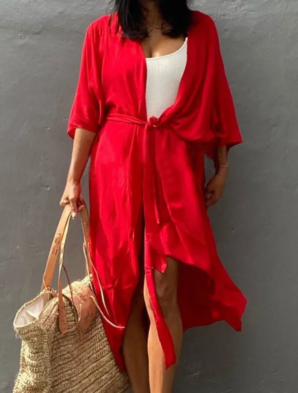 Women's Dressy Dusters Dressy Jackets Vacation Outdoor clothing Holiday Summer Spring Fall Coat Regular Fit Comfy Outdoor Swimming Sports Vacation Holiday Modern Jacket Pure Color Lace up Pleated